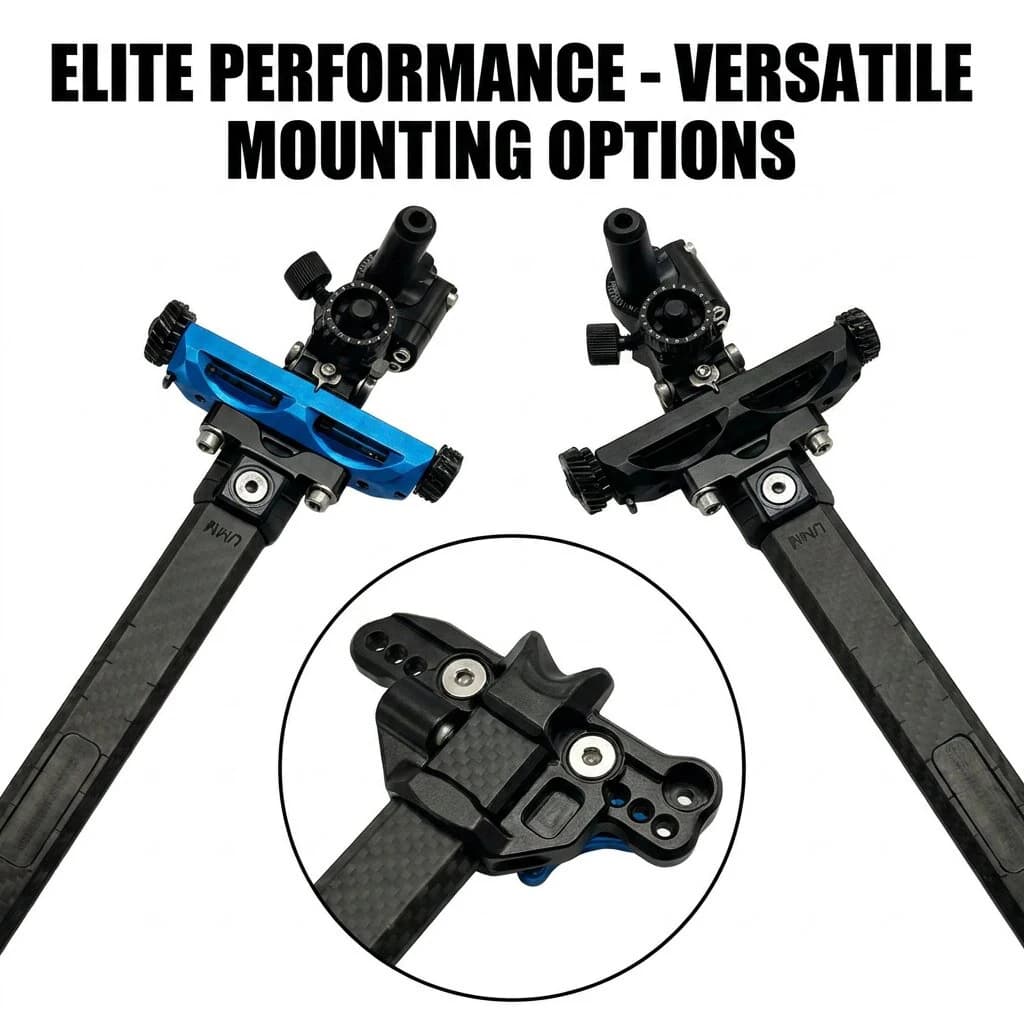 Professional Archery Recurve Bow Sight Carbon Fiber Extension CNC Aluminum Micro-Click Adjustable Competition Target Shooting