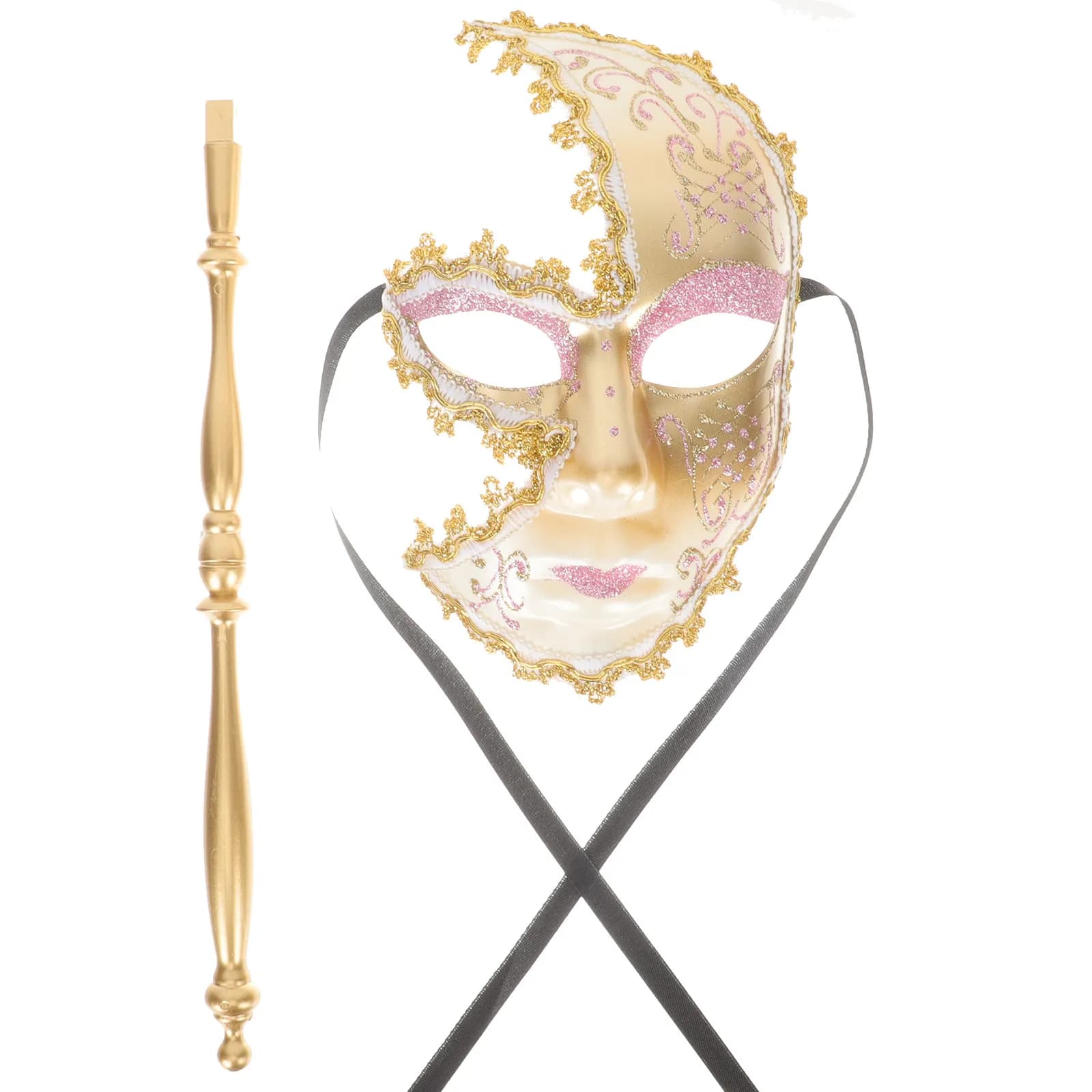 Maschera per il viso a mezza faccia elegante, maschera per occhi portatile, ideale per feste in maschera, compleanni, carnevale, festival, spettacoli teatrali