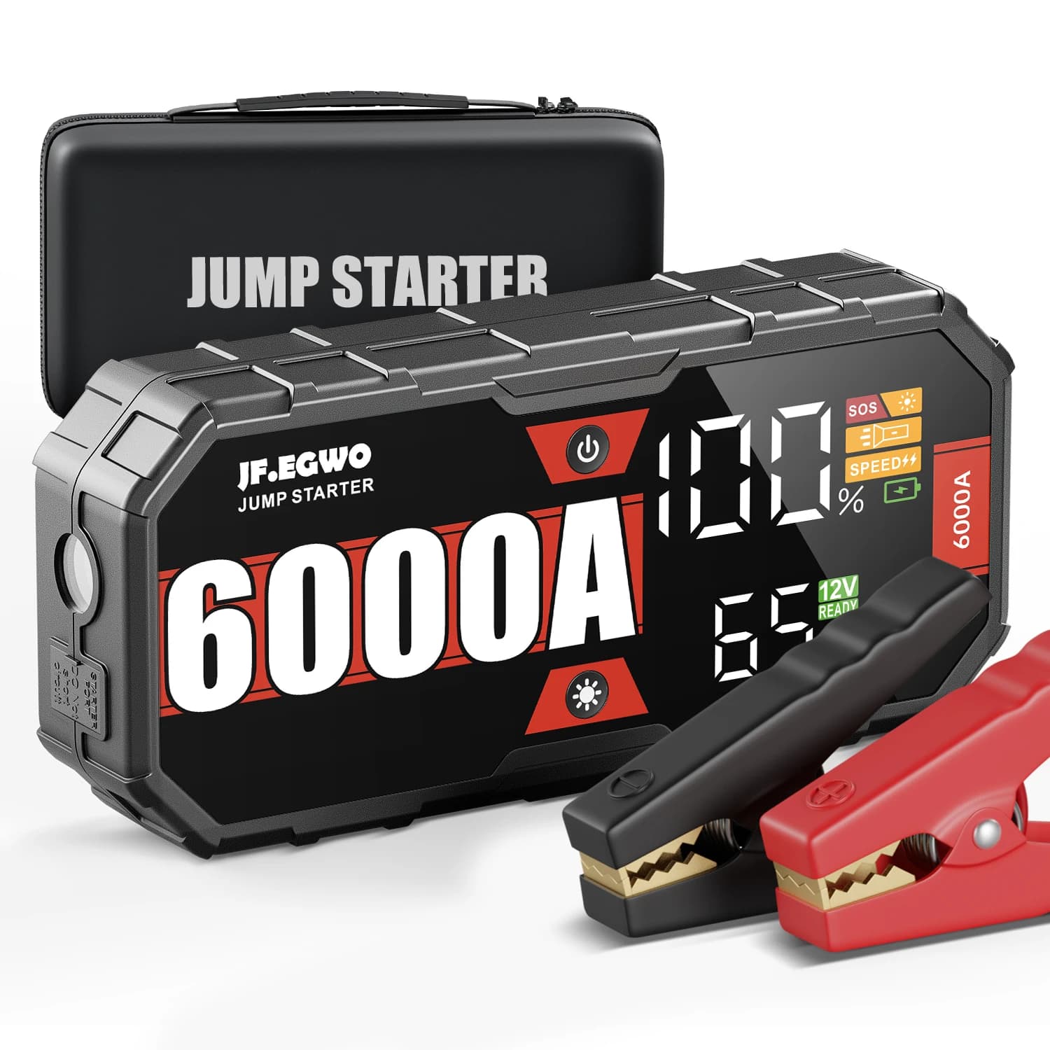 Avviatore di Emergenza Professionale 6000A 12V per Auto fino a 13L Benzina, 13L Diesel, Uso Domestico, SUV, Pickup, V8, Booster Portatile per Impieghi Gravosi