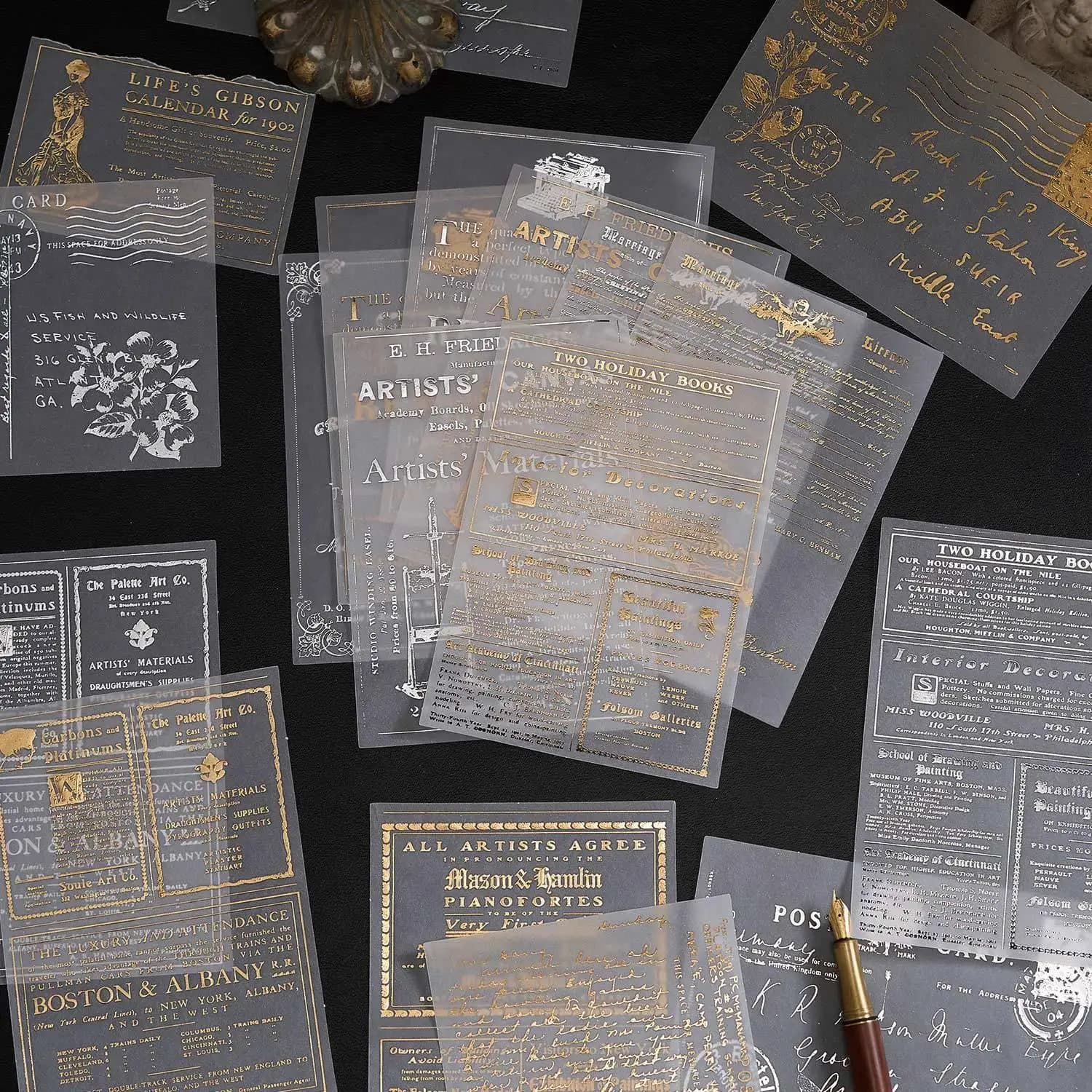10 pcs DIY Gilded Glow Series Foil Paper Craft Kit for Handmade Scrapbooking Backgrounds