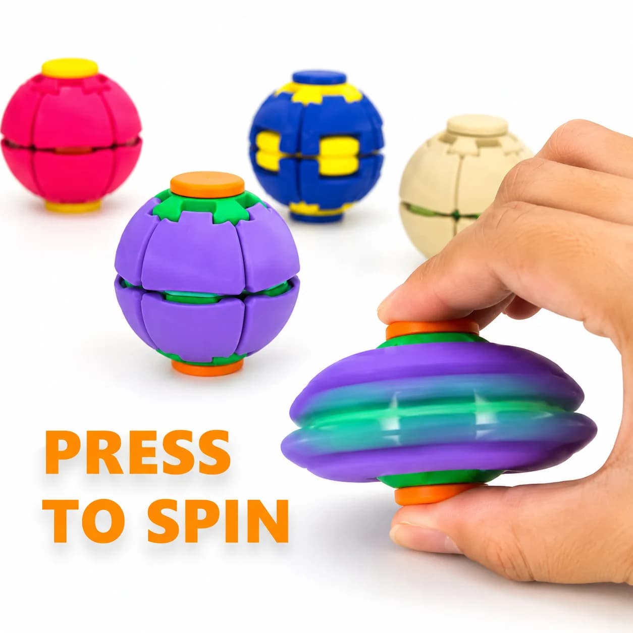 3D Printed Transforming Stress Relief Ball Press To Spin Fidget Spinner Decompression Sensory Toy for Adults Travel Friendly
