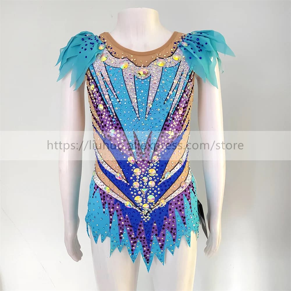 LIUHUO Personalizzato Donna Ragazza Costume Prestazioni Ginnastica Ritmica Bambini Concorso Pattinaggio Su Ghiaccio Vestito Kid Senza Maniche Bule