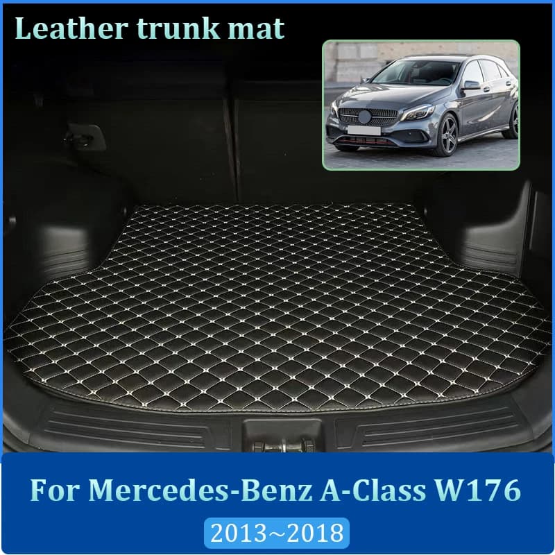 Car Rear Trunk Mats For Mercedes-Benz A-Class W176 2013~2018 Leather Easy Clean Anti-dirty Boot Liner Rug Carpet Pad Accessories