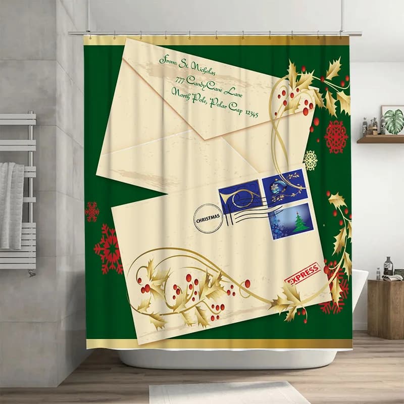 TU Tenda da doccia natalizia Vacanza Festiva Natale Decorazioni per il bagno Decorazioni natalizie Modello di Babbo Natale Tessuto impermeabile