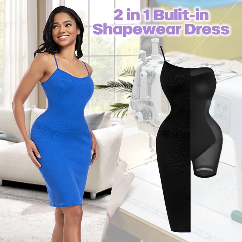 Slimming Tummy Control Backless 2 in 1 Sculpting Shaper Dress Sleeveless Bodycon Built-in Shapewear