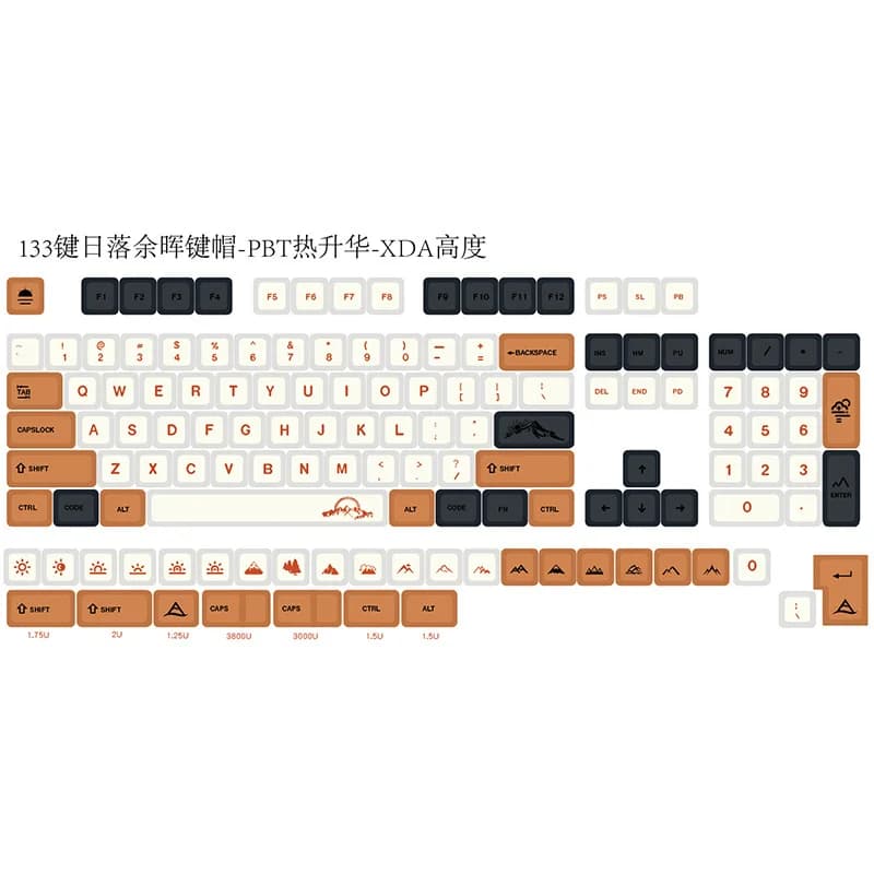 Keycaps all'ingrosso per tastiere meccaniche: 134 tasti PBT con sublimazione, materiale DIY per produzione di copritasti effetto tramonto