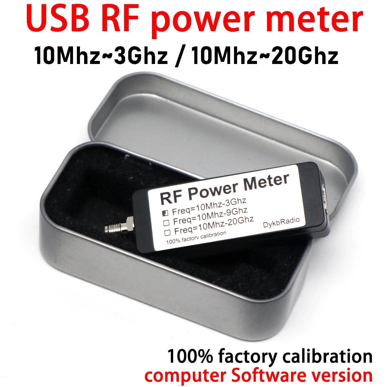 Misuratore di potenza RF USB da 0,01 ~ 20 GHz Controllo software per PC La trasmissione dati immagine drone radio UAV misura il rilevamento della potenza del segnale RF
