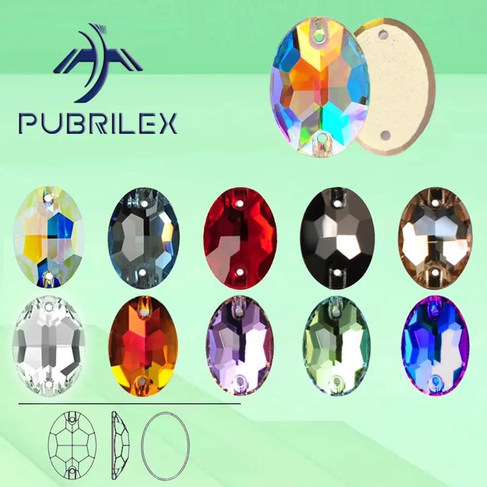 PUBRILEX K9 Strass Ovali in Vetro da Cucire, Diamanti Flatback all'Ingrosso, Pietre Decorative per Cucito, Abbigliamento e Borse