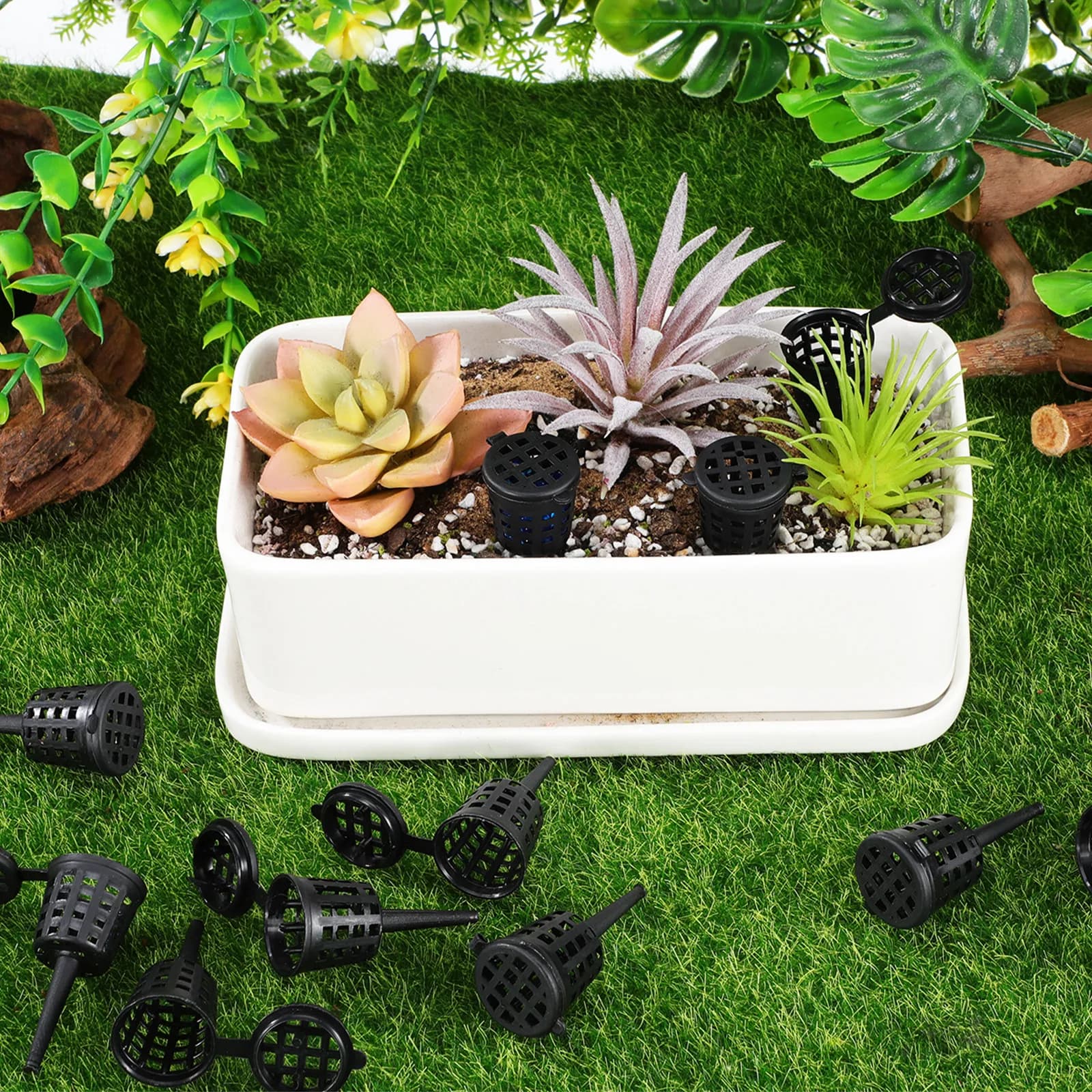 50Pcs Fertilizer Baskets Plastic Covered Design for Bonsai Plant Pot Garden Yard Fertilizer Holder Control Container