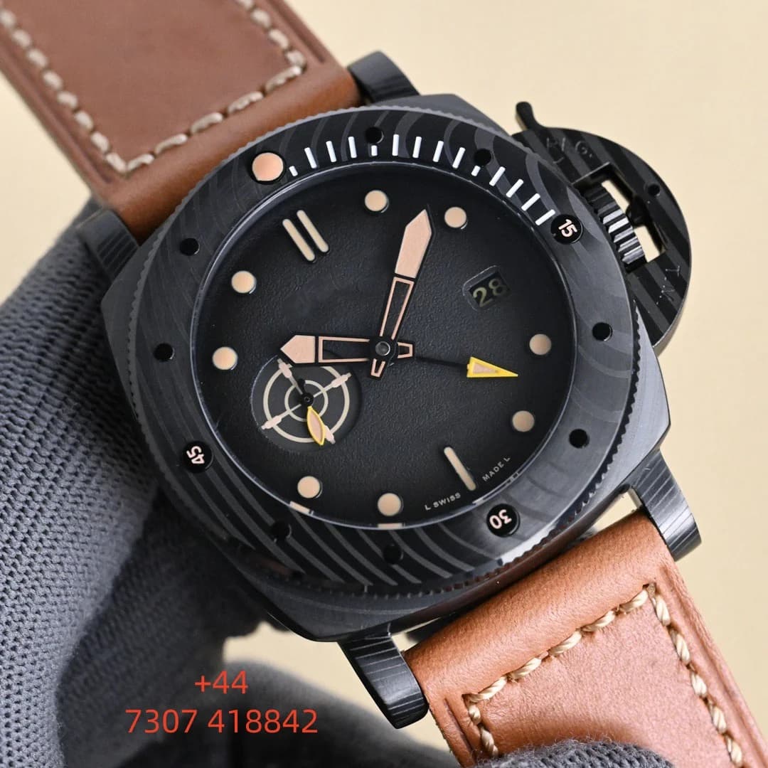 Orologio da uomo di lusso personalizzato, 45 mm, vetro zaffiro, movimento meccanico automatico originale, cinturino in vera pelle