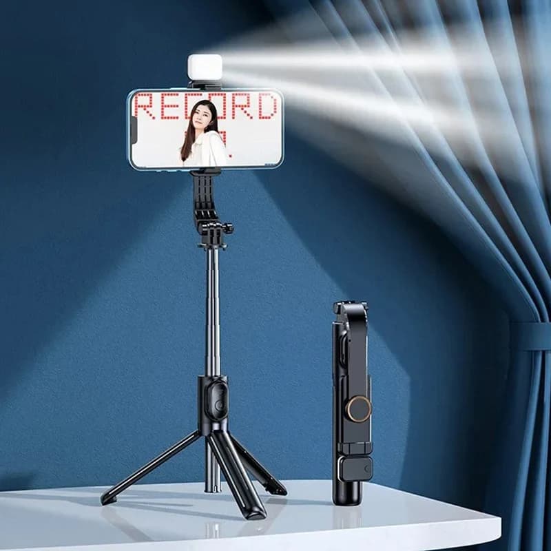 Mini treppiede per selfie stick con luce di riempimento Supporto per smartphone Bluetooth wireless portatile per trasmissione in diretta Huawei iPhone Android