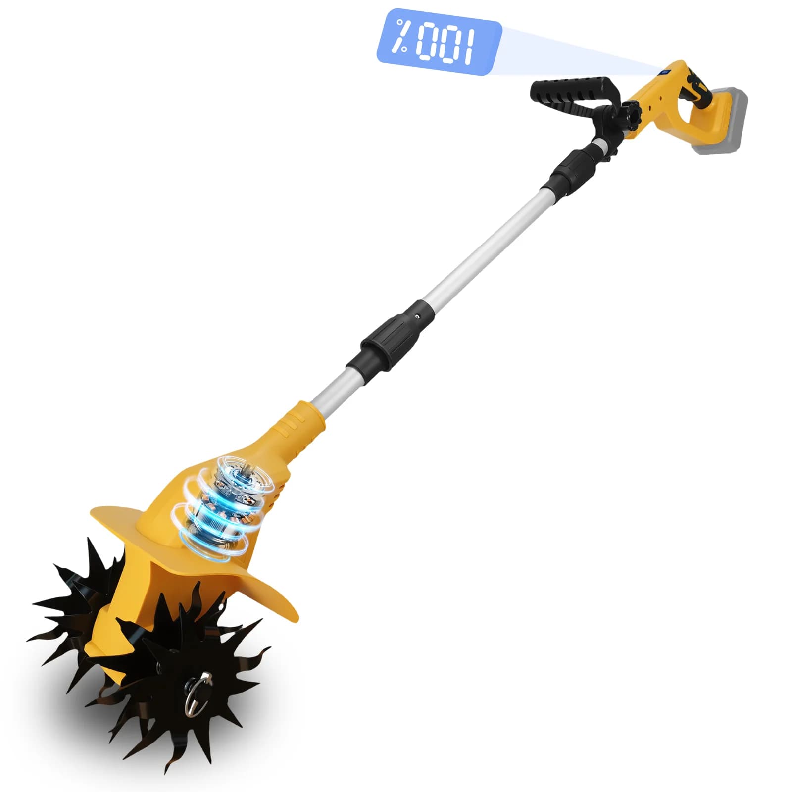 Coltivatore Elettrico Senza Fili 330RPM, Motozappa Elettrica Brushless per Giardinaggio, Coltivazione del Terreno, Compatibile con Batteria Dewalt 20V