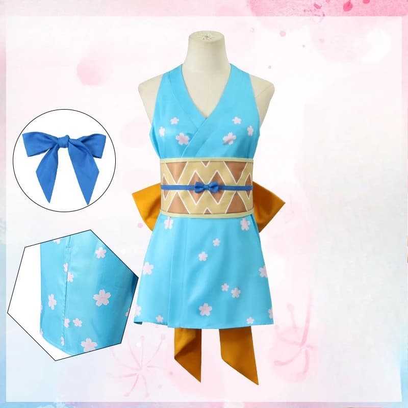 Anime Nami Pigiama Abito Donna Costume Cosplay Halloween Carnevale Festa Giochi di ruolo Abiti Parrucca con fiocco Idea COS estiva
