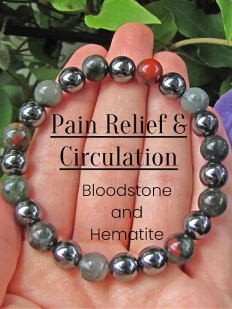 1pc Natural African Bloodstone & Turquoise Beaded Bracelet, Unisex Handmade Anxiety Relief Bracelet, Suitable For Daily Wear For