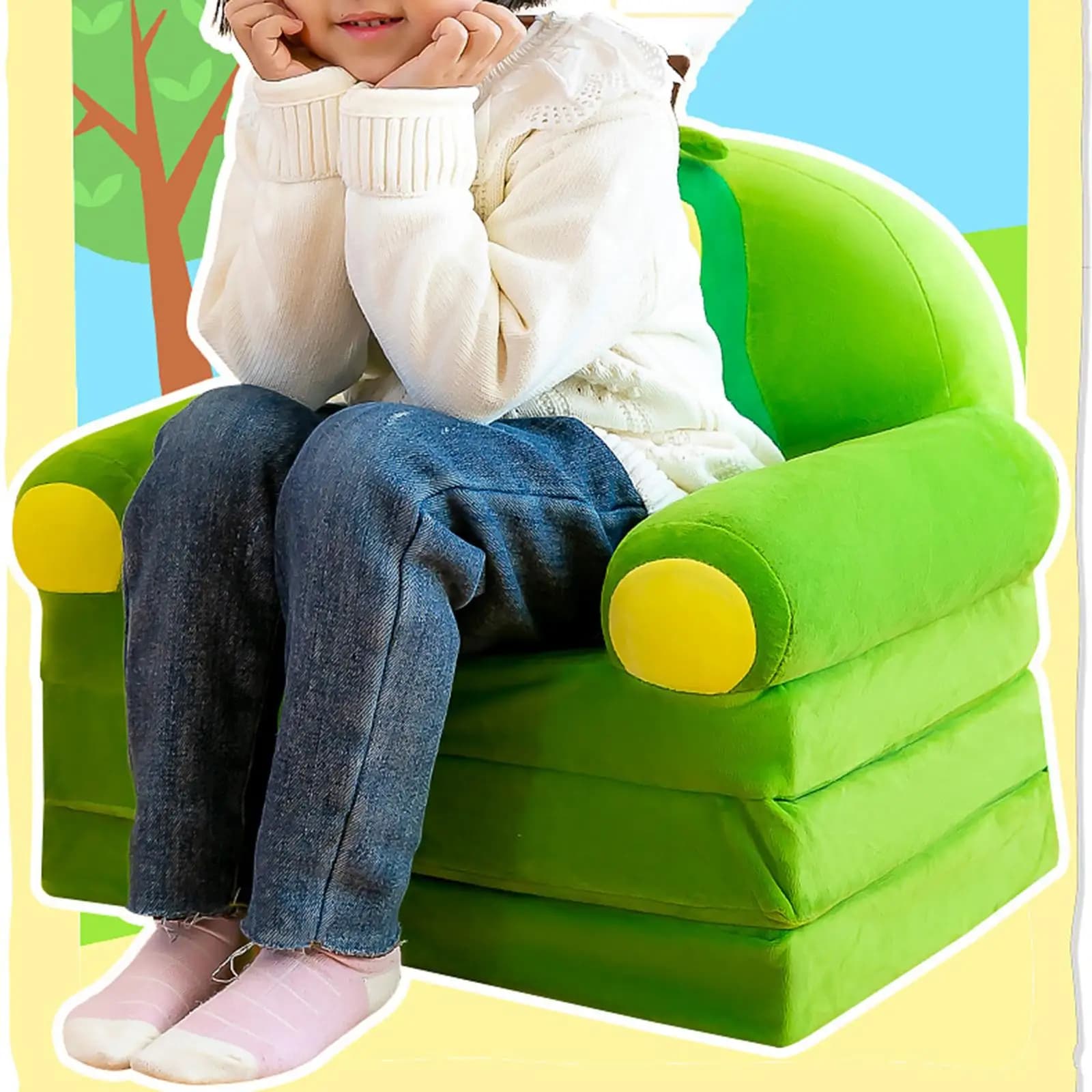 Copridivano per Bambini con Disegni Cartoon, Lavabile, Traspirante, Pieghevole, Rimovibile, Carino