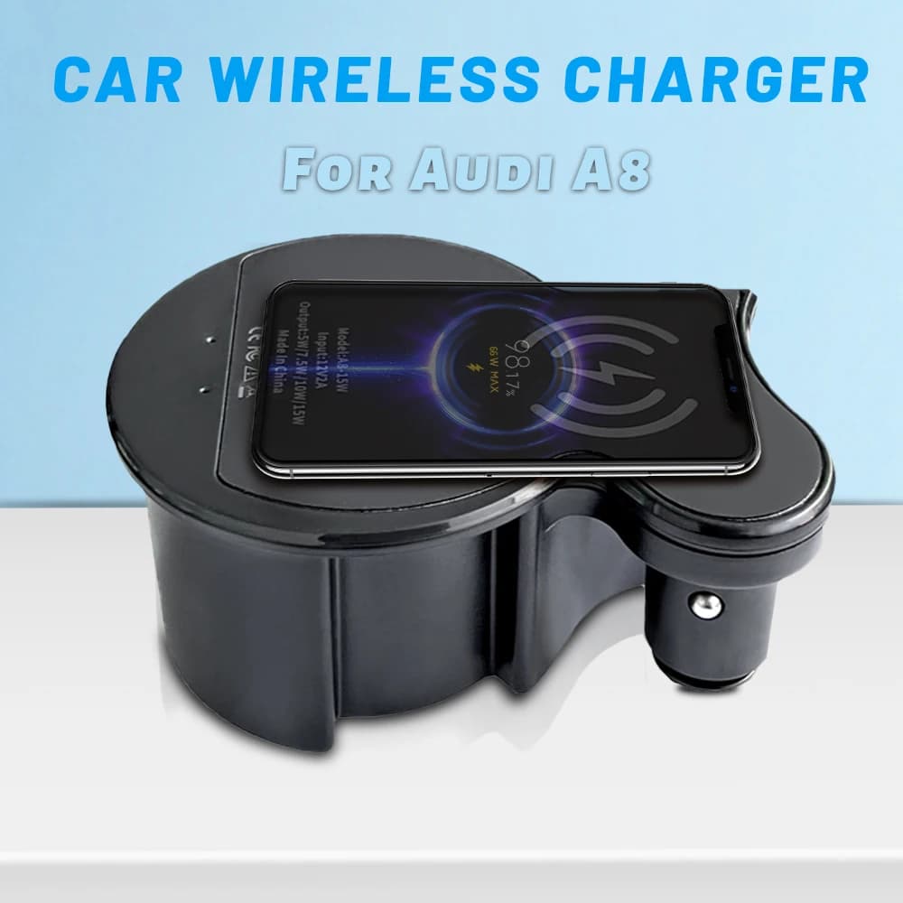 Caricabatterie wireless Plug and play per Audi A8 supporto per telefono a ricarica rapida console centrale accessori per la modifica d'interni