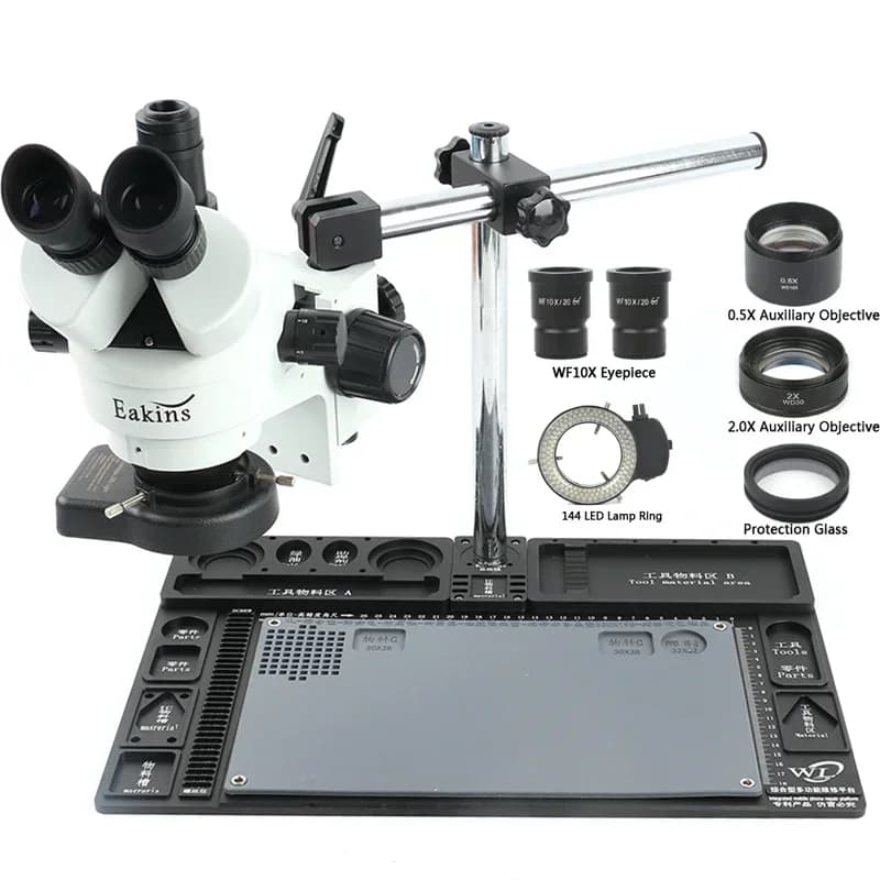 Microscopio stereo multifunzione grande in lega di alluminio Microscopio trinoculare con zoom 3,5X - 90X per la riparazione del telefono con saldatura PCB