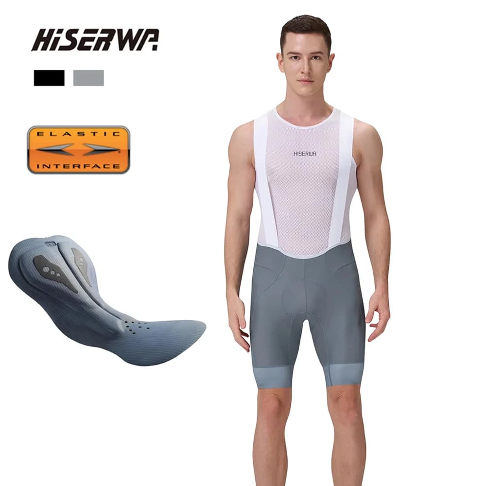 HISERWA Men Cycling Bib Shorts High Quality Mountain Bike Bib Shorts 7H Pro Team Elastic Interface Pad Men MTB Cycling Shorts