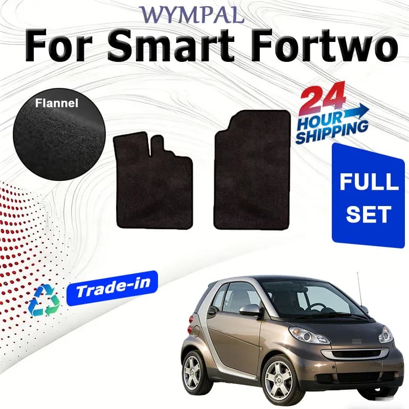 Set di tappetini in velluto ECOAUTO per Smart Fortwo W451 2007~2013 2009 2010 2011, tappetini per auto, tappeti, pannelli, coperture per pavimento.
