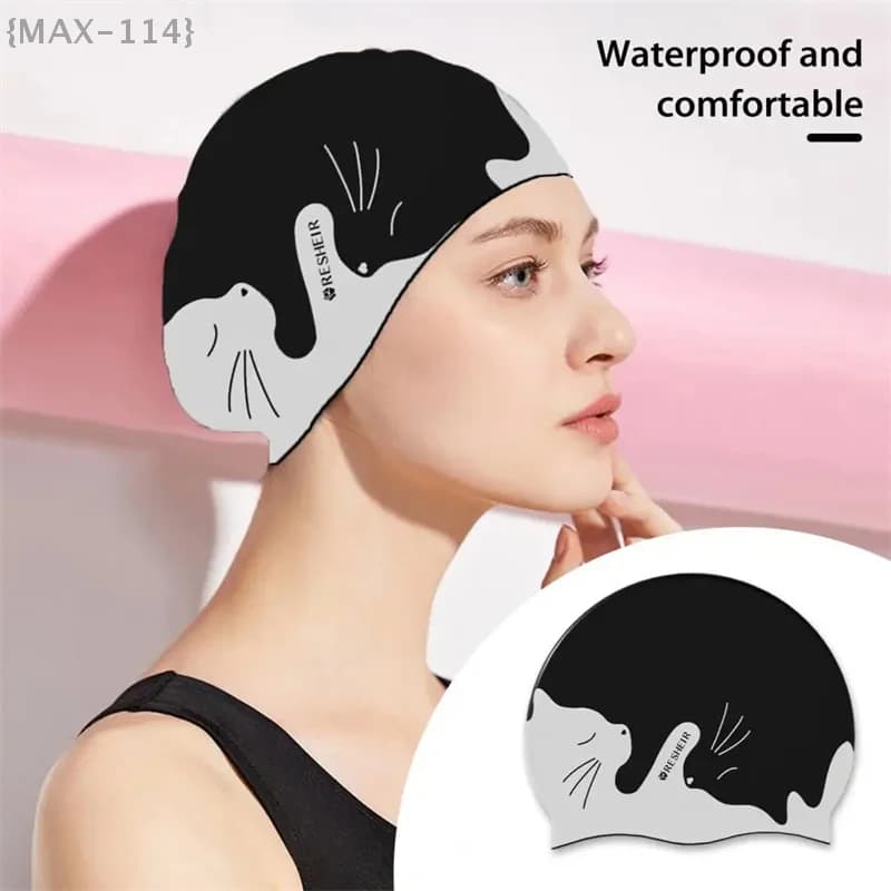 daNo da Silicone swim cap with 1 piece cartoon print | 100% waterproof with 3D ear protection and vibrant models