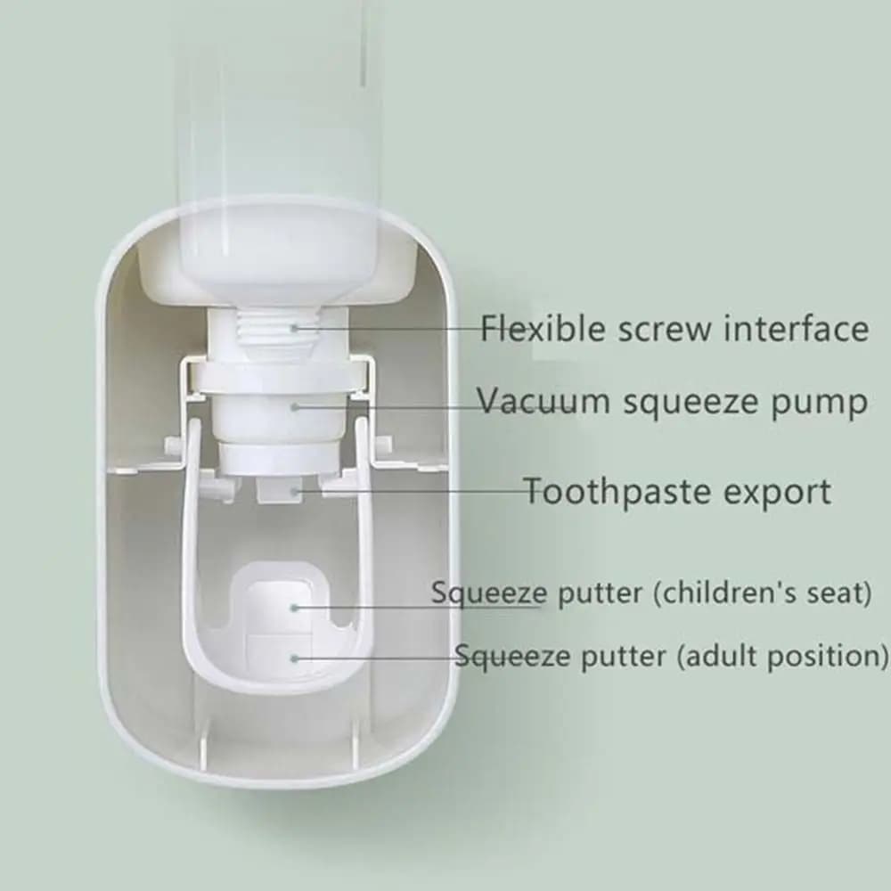 Dispenser di dentifricio e porta spazzolini da parete in ABS, senza foratura, pratico e utile, per bagno