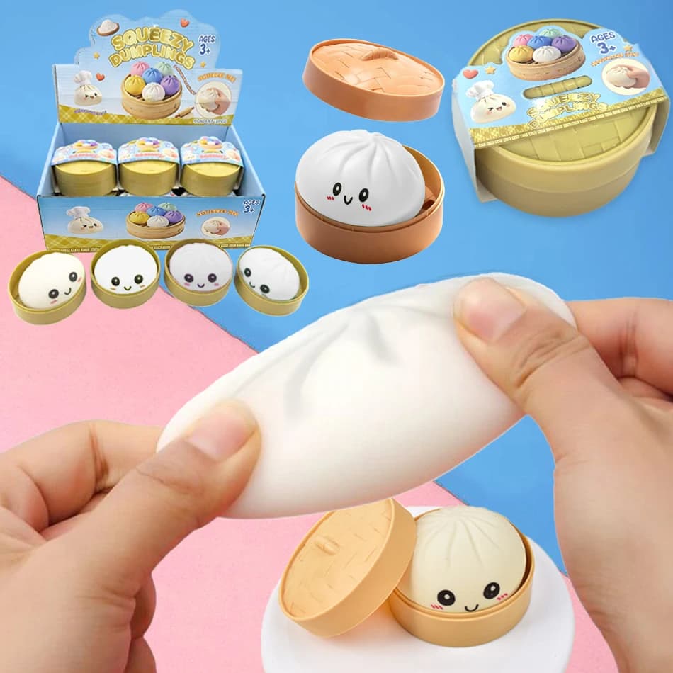 Palline Antistress a Forma di Pane, Giocattolo Sensoriale Fidget, Simulazione Cibo con Piccolo Vaporino, Palline Spremibili in Pasta, Giocattoli Antistress per Mani, Regalo per Bambini