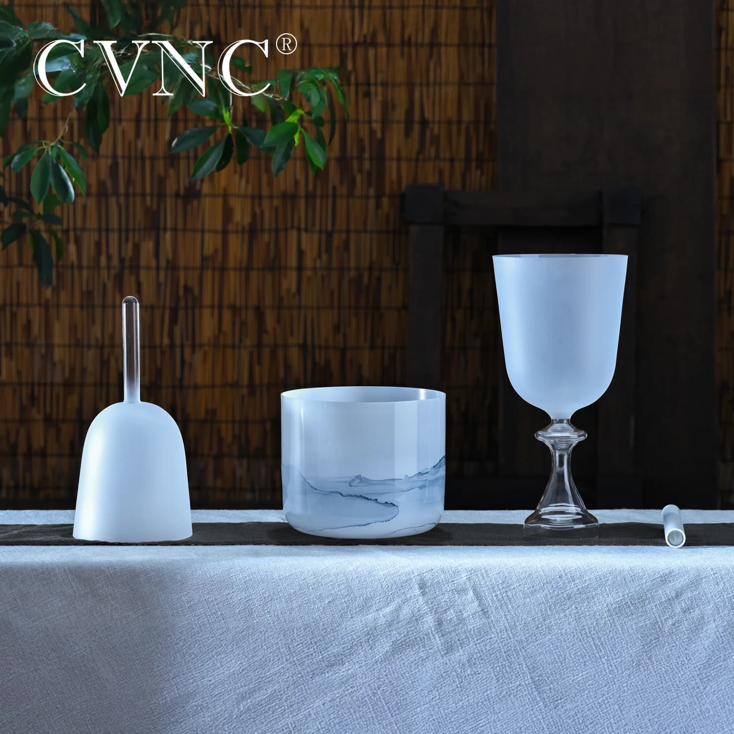 CVNC 7" and 6" Grail Alchemy Crystal Singing Bowls Set 3 PCS Quartz for Sound Healing instrument with Mallet