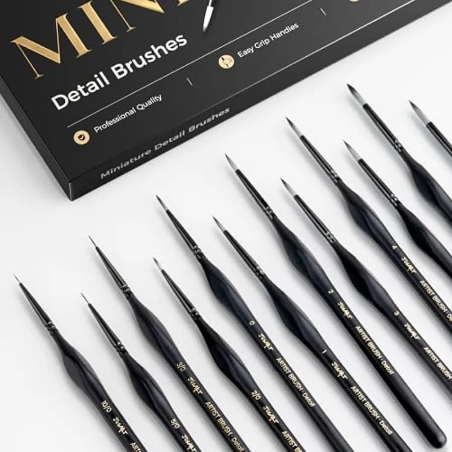 Detail Paint Brushes Set, 12 PCS Fine Tip Model Miniature Paint Brushes for Fine Detailing - Acrylic, Watercolor, Oil, Models,