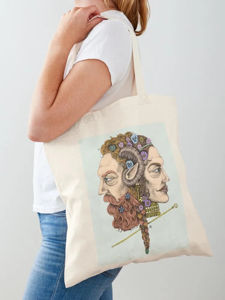 Borsa tote Janus, borse della spesa riutilizzabili, borsa in tessuto personalizzata, sacchetti per caramelle, borse riutilizzabili
