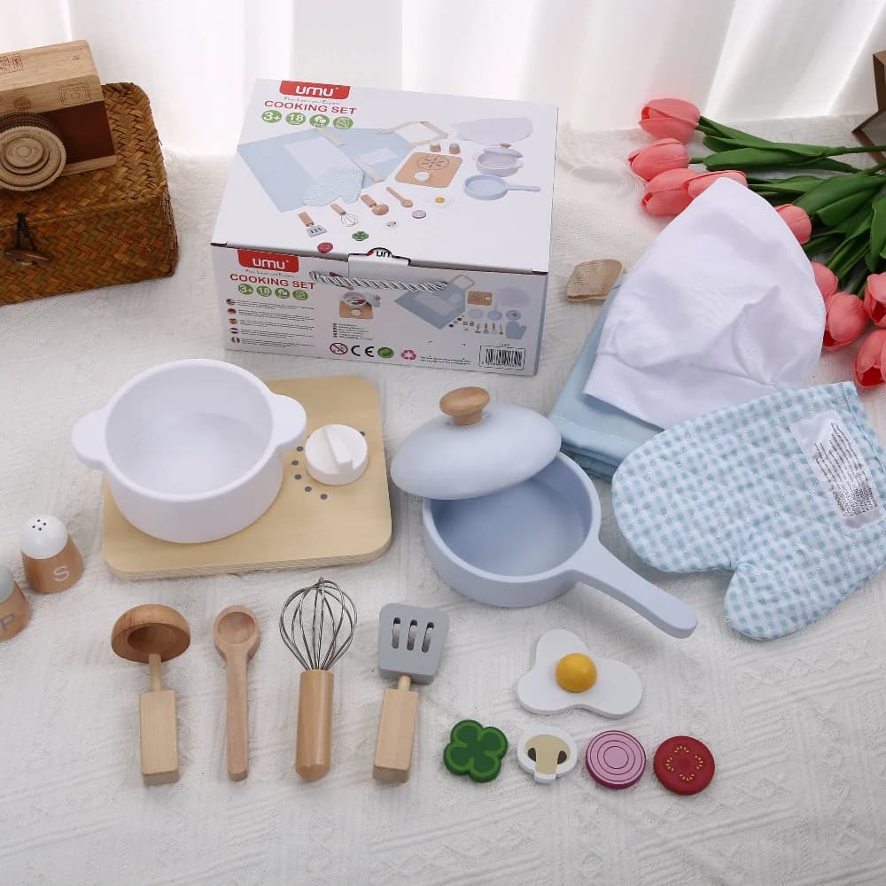 Wooden Simulation Kitchen Mini Kitchen Toys Cookware Pot Pan Cook Pretend Play Educational House Toys For Children Utensils Gir