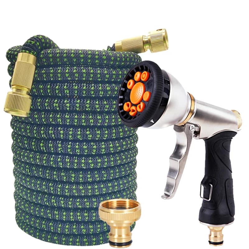 Flexible, expandable 25FT-100FT Water cooker for car wash in metal with various spray functions for garden irrigation