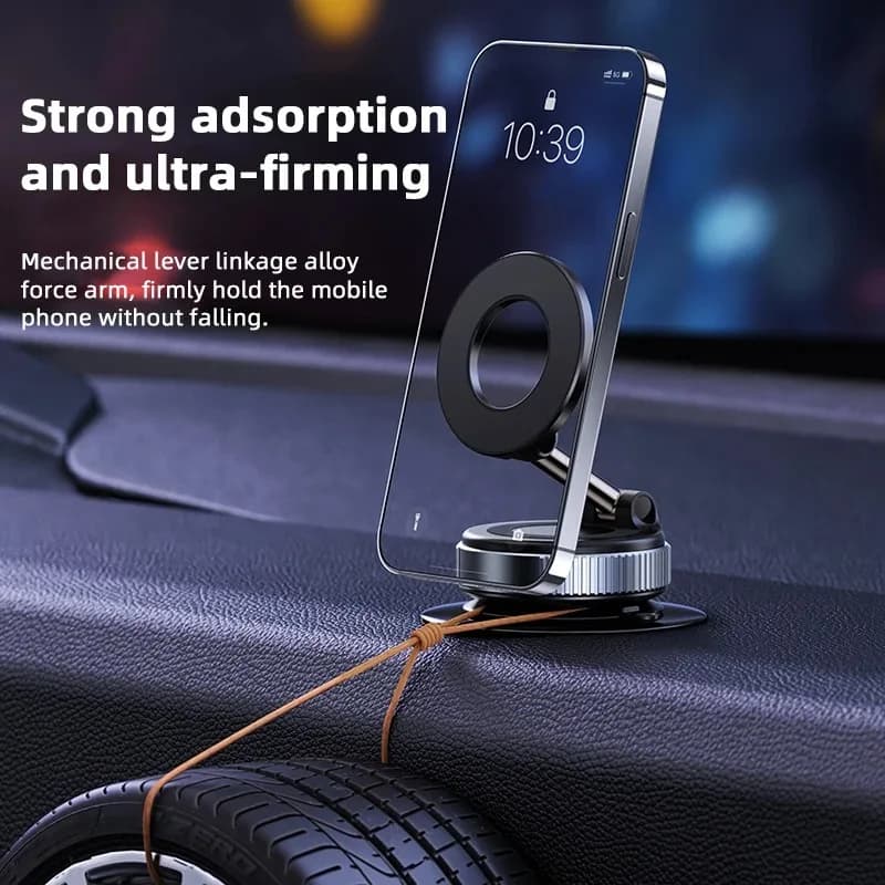 Supporto per telefono magnetico per auto Supporto per telefono cellulare pieghevole Cruscotto di navigazione ad adsorbimento con ventosa rotante a 360 gradi