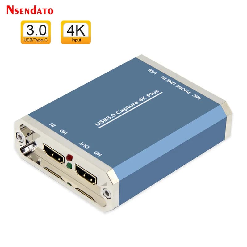 Scheda di acquisizione video 4K UHD HDMI USB3.0 con microfono integrato per streaming live da telecamera, PC, TV, PS4