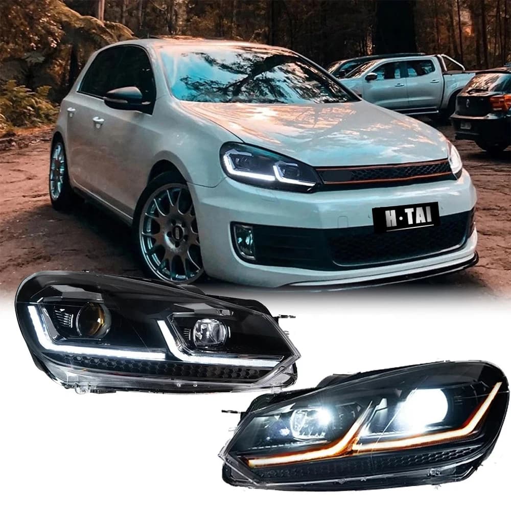 LXBY Pair Headlight Assembly For VW Volkswagen Golf 6 MK6 2009-2012 Headlamp Daytime Running Lights Position Light LED Head Ligh