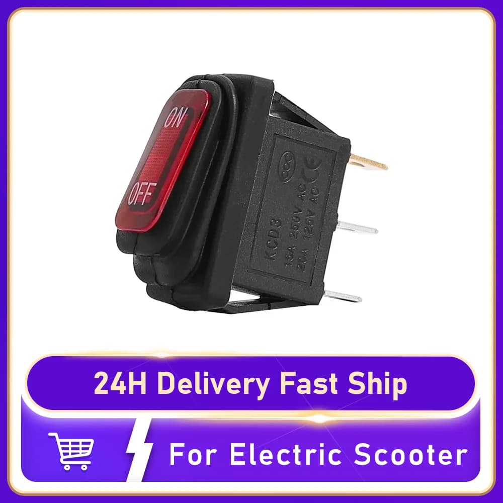 Interruttore a Levetta ON-OFF a 3 Pin 15A 250VAC 20A 125VAC per Scooter Elettrico Razor, Interruttore a Bilanciere Impermeabile KCD3