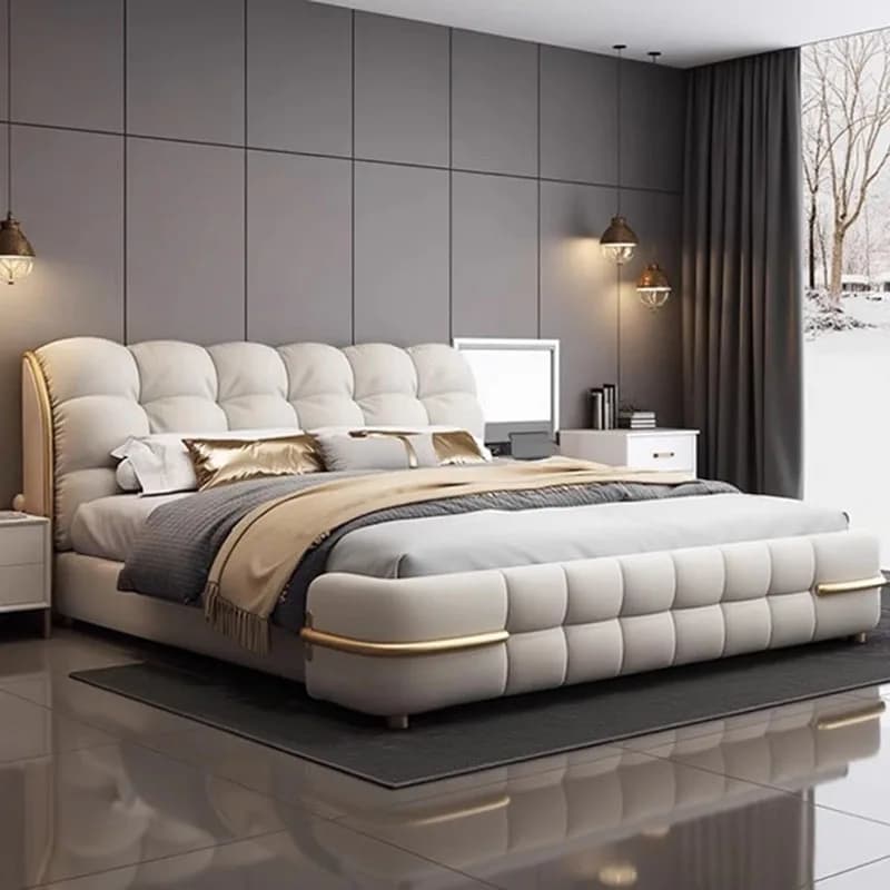Letto da camera da letto nordico Supporto per gambe estetico Struttura per letto lounge in metallo Tappezzeria di lusso Muebles Para El Hogar Accessori per la casa