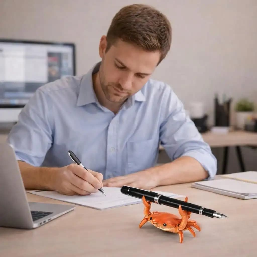 Crab Pen Holder Adorable Desk Organizer for Home Office Classroom Student Dorm Decorative Desk Accessories with Lifelike Details