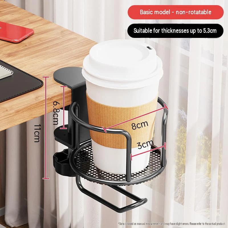 Desk Cup Holder Anti Spill Anti Fall Safety Clip On Table Side Cup Stand Headphone Hook Bag Hanger Office Accessories No Drill