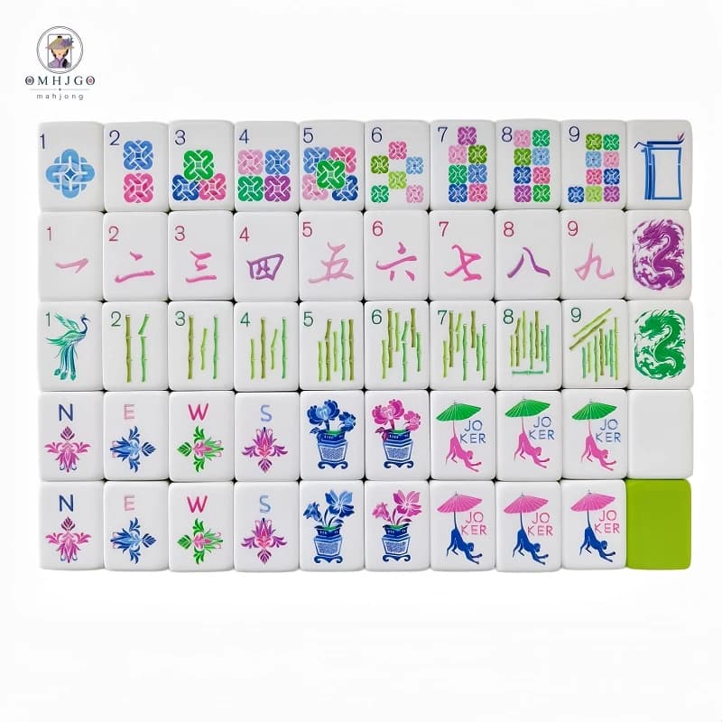 OMHJGO Lime Green Acrylic American Mahjong Set, 3D Engraved Mahjong Tiles, Portable Table Game for Entertainment Holiday Gift