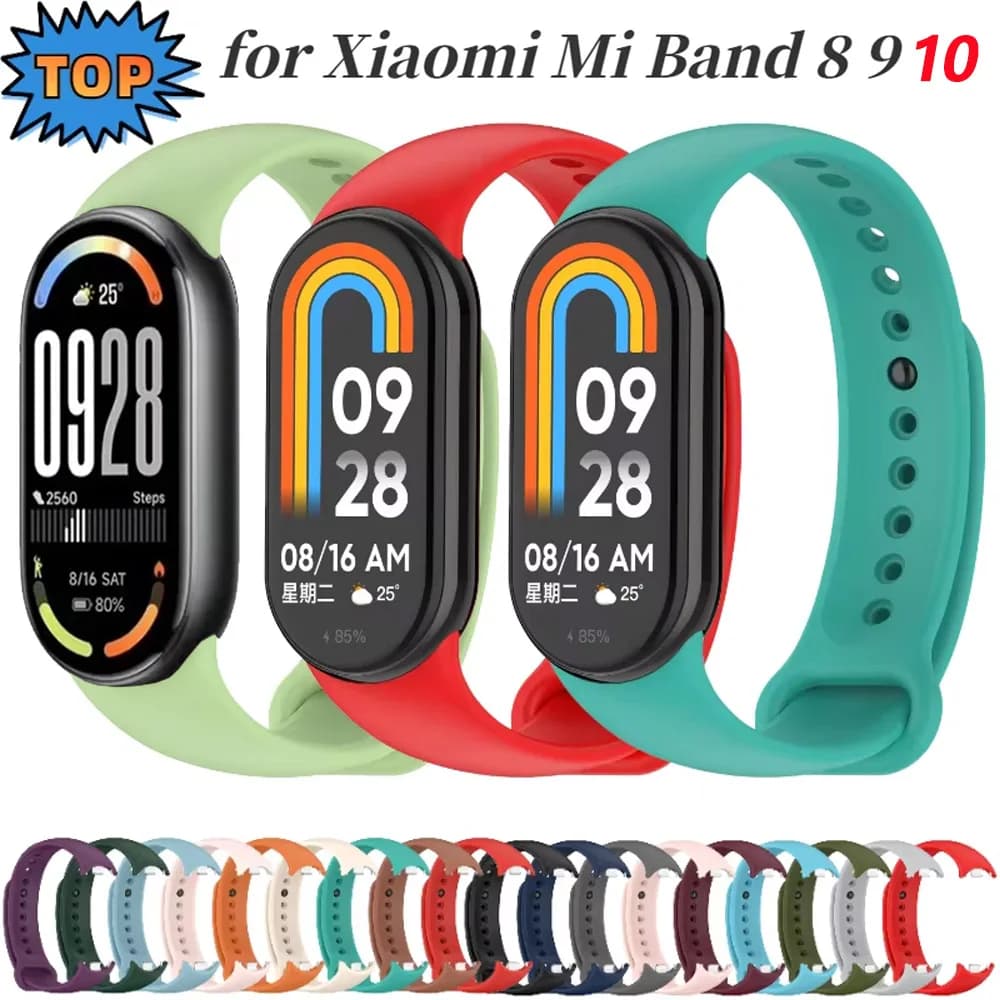 Cinturino in silicone per Xiaomi Mi Band 8 9 10 Smartwatch Sostituzione cinturino morbido per Mi Band 8 9 Correa Accessori