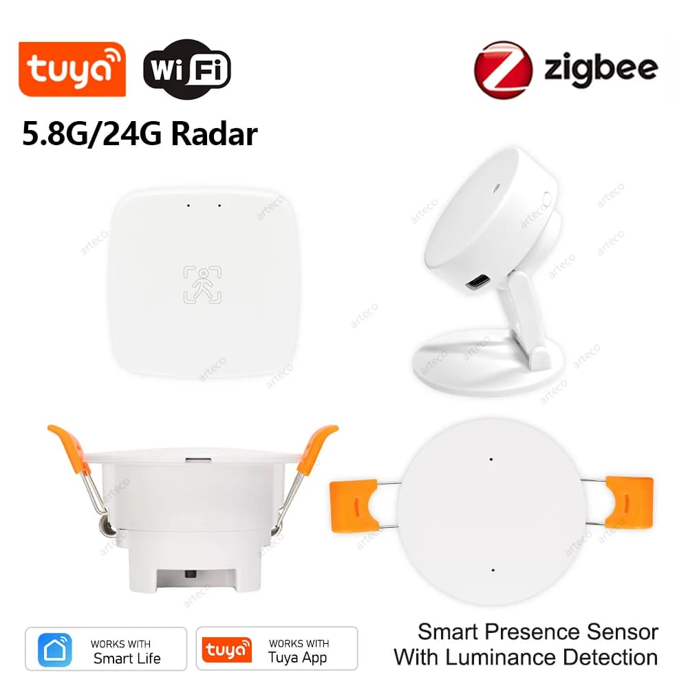 Sensore di presenza umana Zigbee/Wifi Sensore di movimento rilevatore radar Tuya mmWave con allarme di sicurezza/illuminanza/distanza/rilevamento Lux