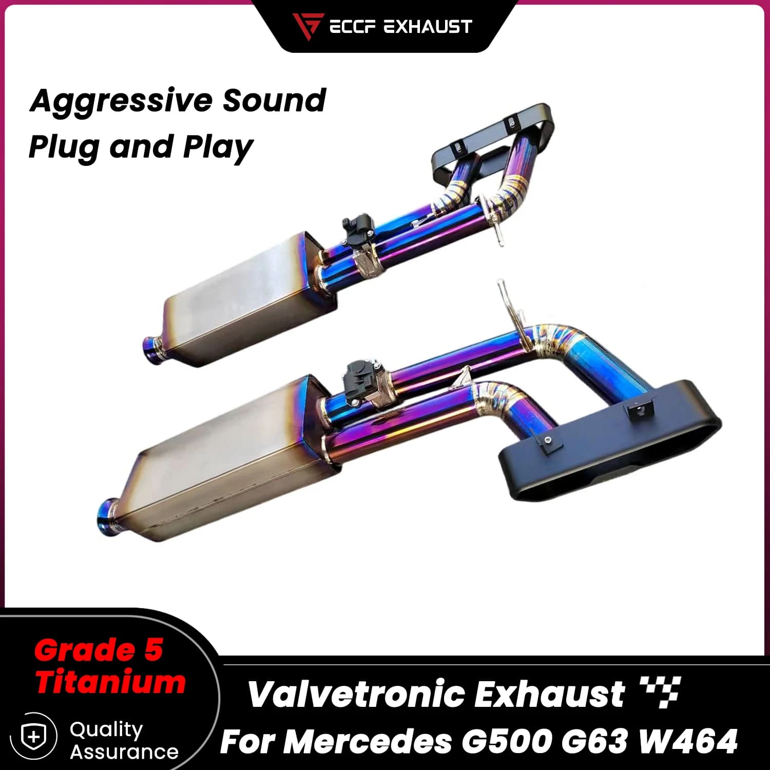 Aggressive Sound Titanium Catback Exhaust ECCF AK Style for Mercedes G500 G63 W464 Race Sound Lightweight No Drone
