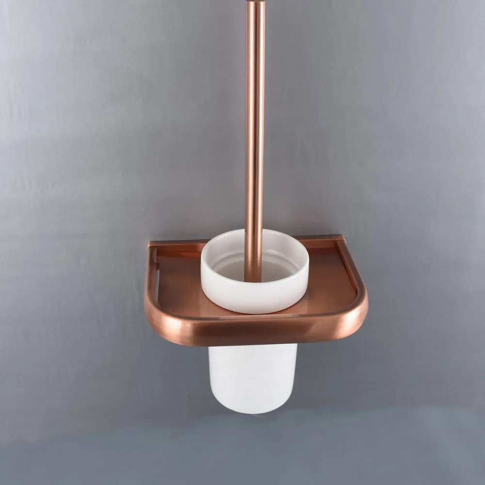 Set porta scopino per WC a parete in ottone rame rosso antico, accessorio per il bagno con tazza in ceramica aba669
