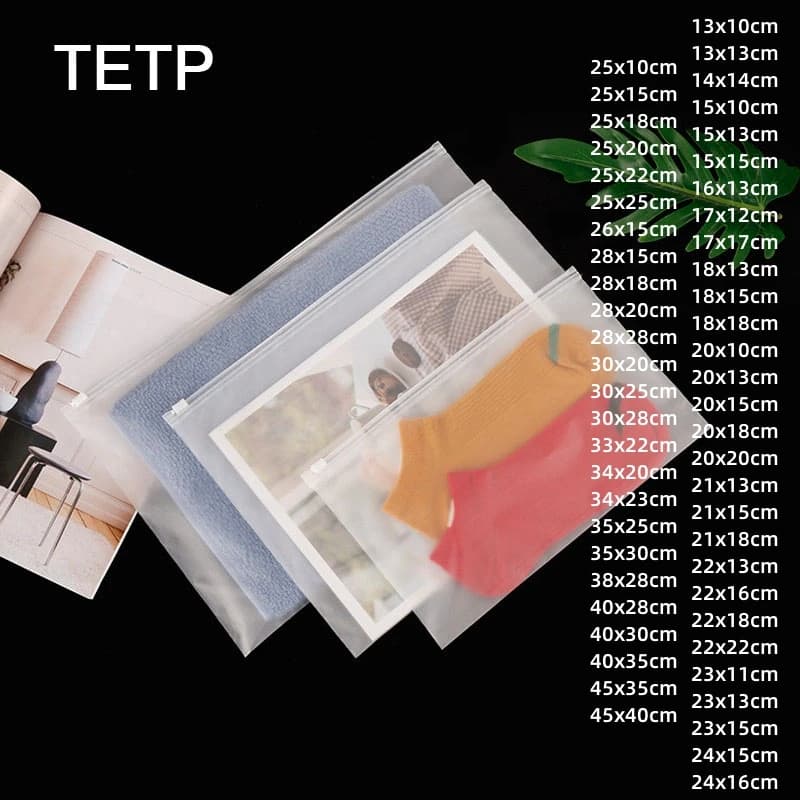 Sacchetti in plastica orizzontali con cerniera e foro per l'aria TETP, portatili e riutilizzabili, per biancheria intima, asciugamani, occhiali da sole e cosmetici da viaggio