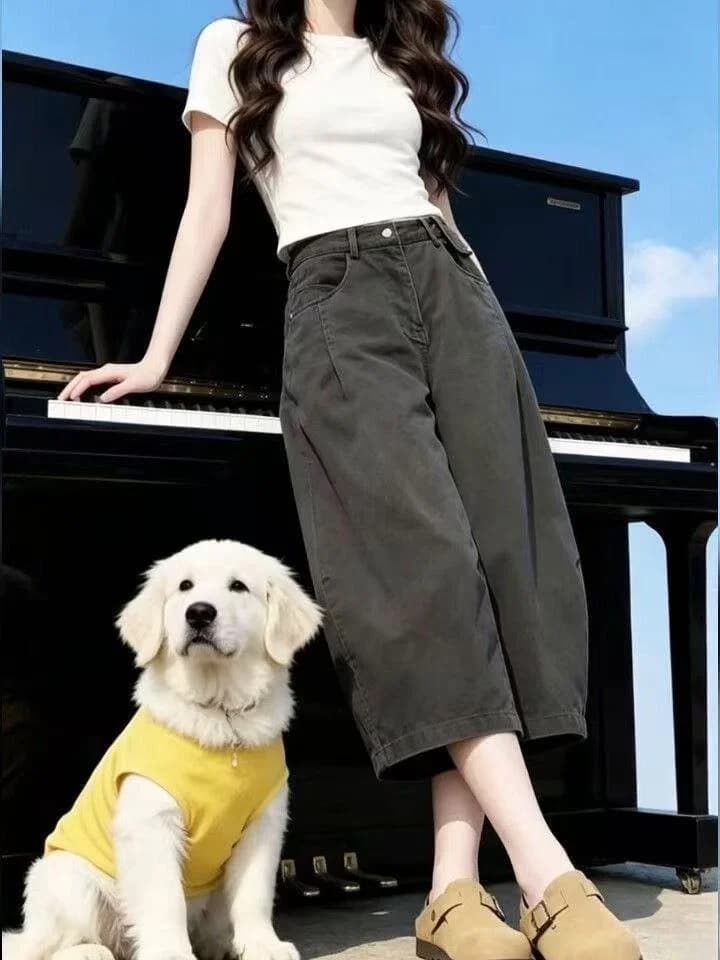 High Waist Loose Casual Pants Women's Summer 2026 New Pear Shape Loose Slim Wide Leg Jeans Loose Fit Comfortable Breathable