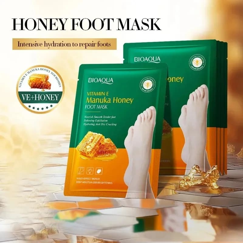 6‑Pack Vitamin E & Manuka Honey Deep‑Moisturizing Foot/Shand Mask Overnight Hydration Treatment for Dry Cracked Feet