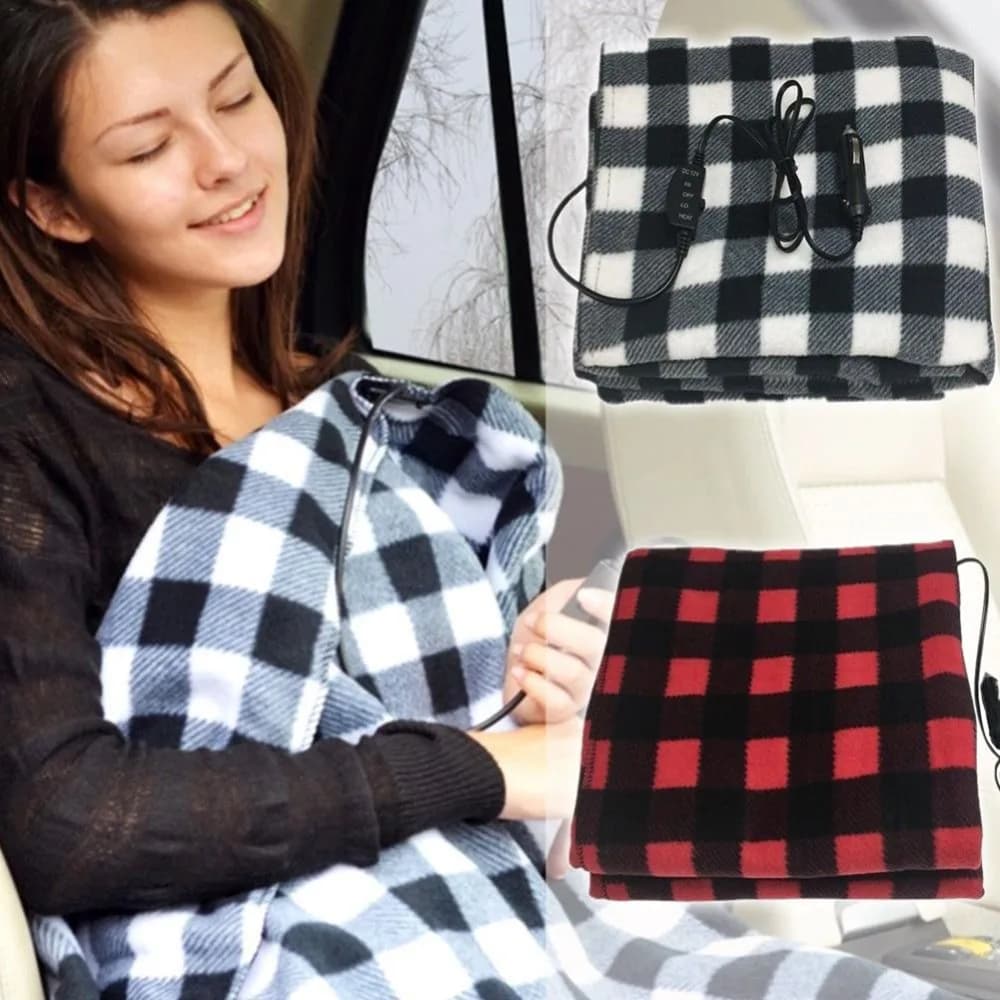 Coperta riscaldante per auto 12V invernale riscaldata 145X100cm reticolo a risparmio energetico calda coperta elettrica automatica per auto a temperatura costante