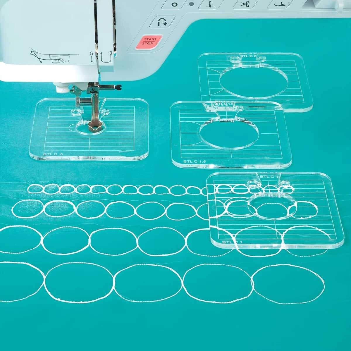 Set di 5 modelli circolari a gambo basso per ricamo, per macchina da cucire domestica, tavolo di estensione, strumento di precisione fai-da-te per quilting rotondo