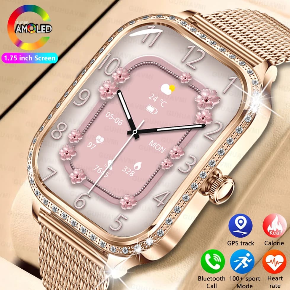 2025 New GPS Track Ladies Watch Smart 466*466 HD Cardiac Blood Pressure Monitor BT Call Smartwatch Women For Android IOS