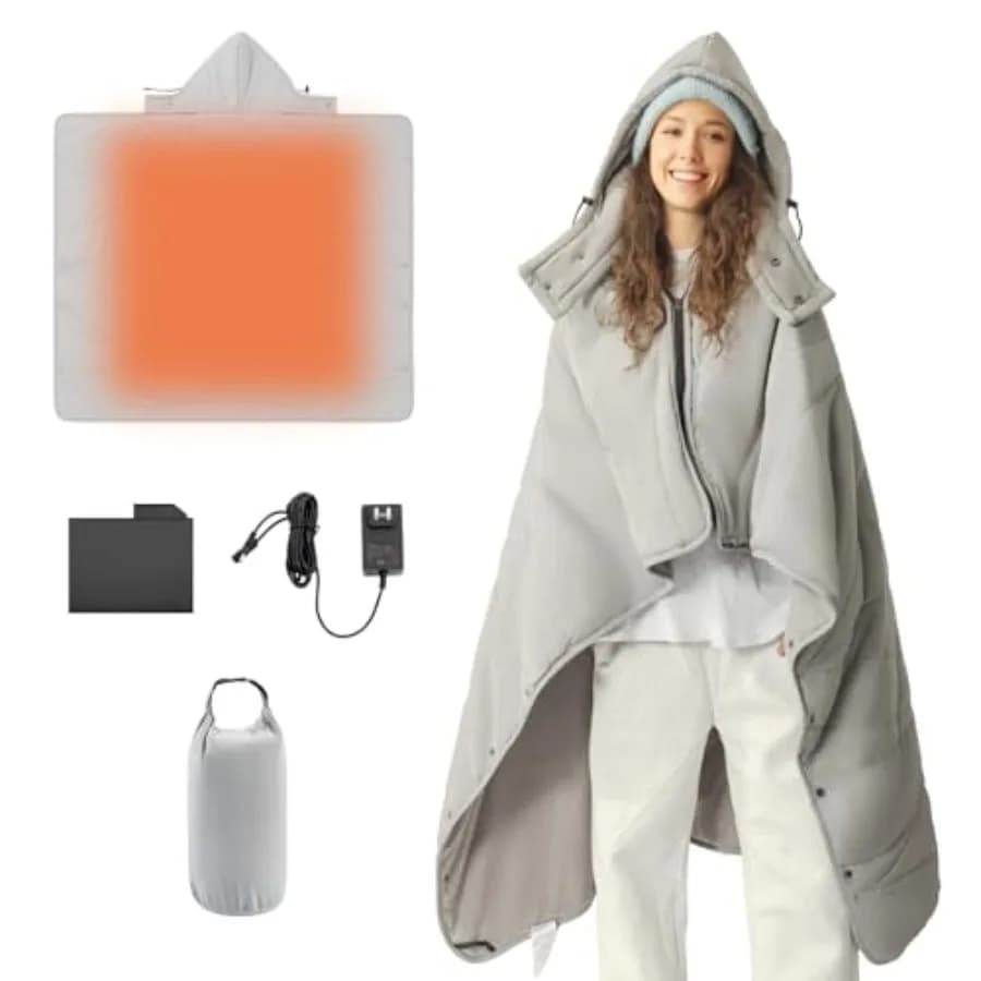Coperta Riscaldante Portatile a Batteria, Coperta Elettrica Indossabile con Batteria Ricaricabile 50"x60", Coperta Riscaldante Senza Fili